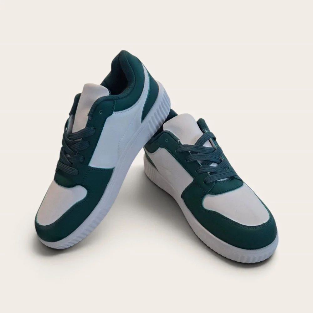 Teal & White Color Block Platform Sneaker Size 40 New Without Box